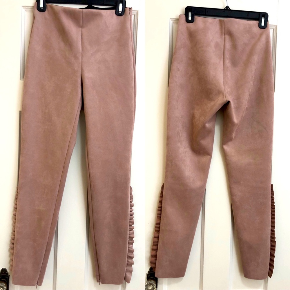 Zara Frilled Faux Suede Leggings Size S